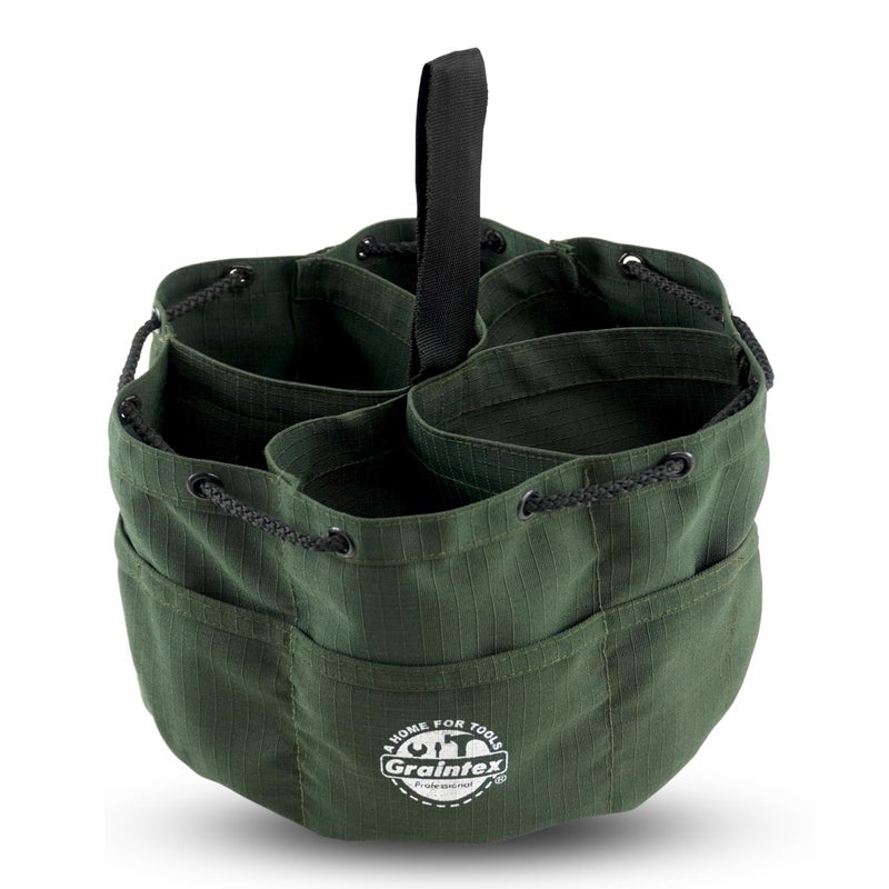 Graintex 18 Pockets Grab Bag Rip-stop Canvas Drawstring Closure, Small Part Organizer Pouch, Small Tools, Screws, Parts, Parachute Tool Bag for Efficient Storage - Hunter Green - Image 1